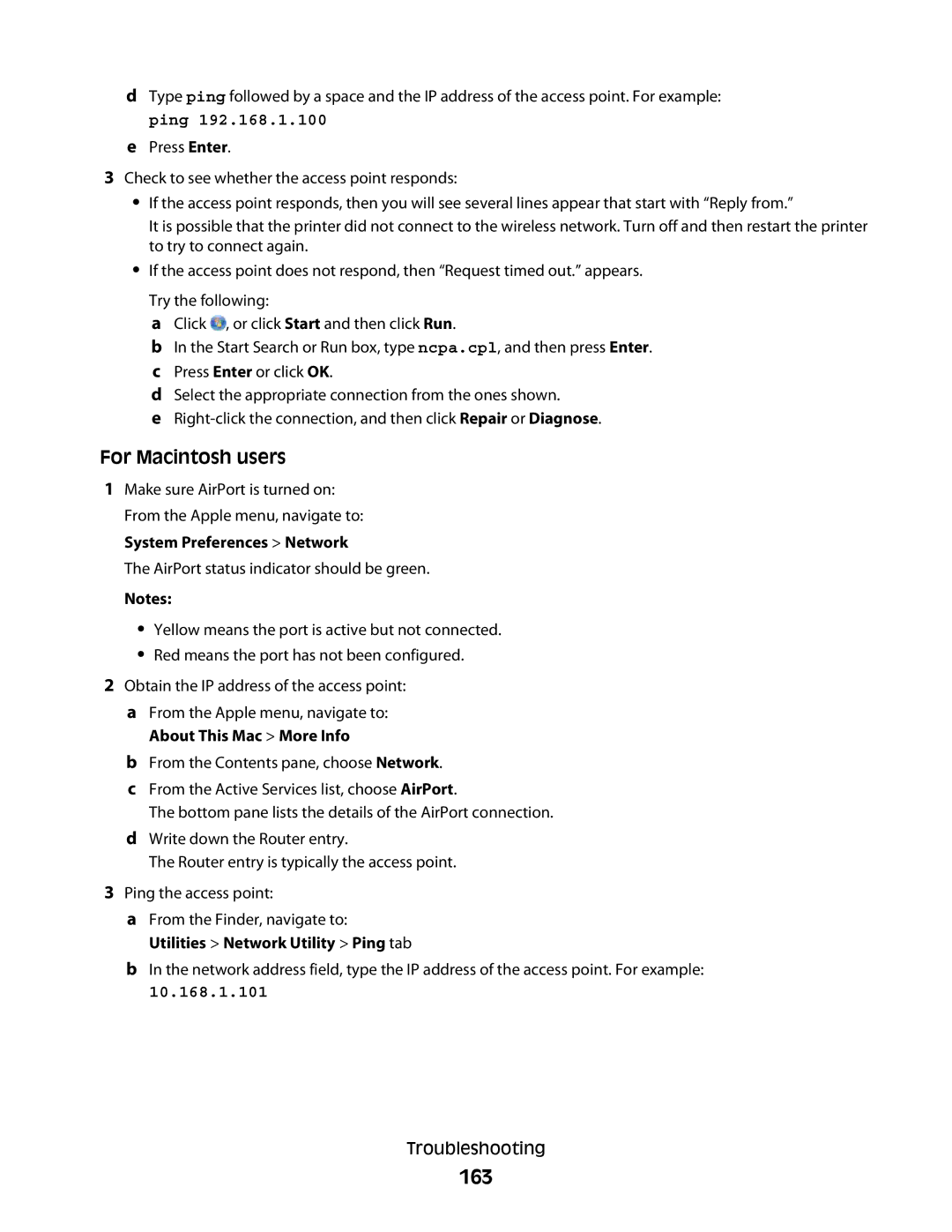 Lexmark S800 manual 163, For Macintosh users 