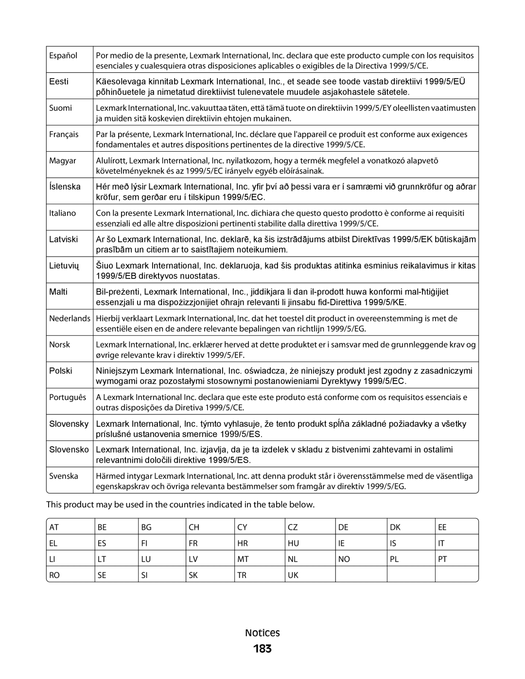 Lexmark S800 manual 183, Español 