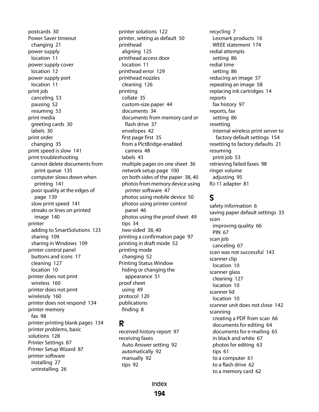 Lexmark S800 manual 194 