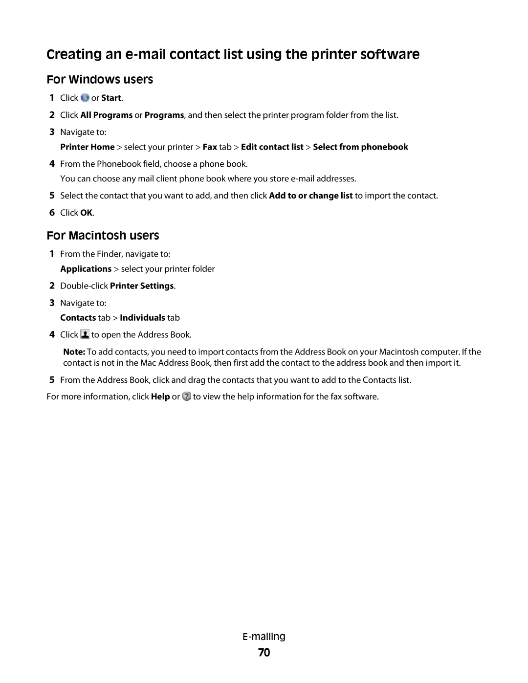 Lexmark S800 manual Creating an e-mail contact list using the printer software, Double-clickPrinter Settings 