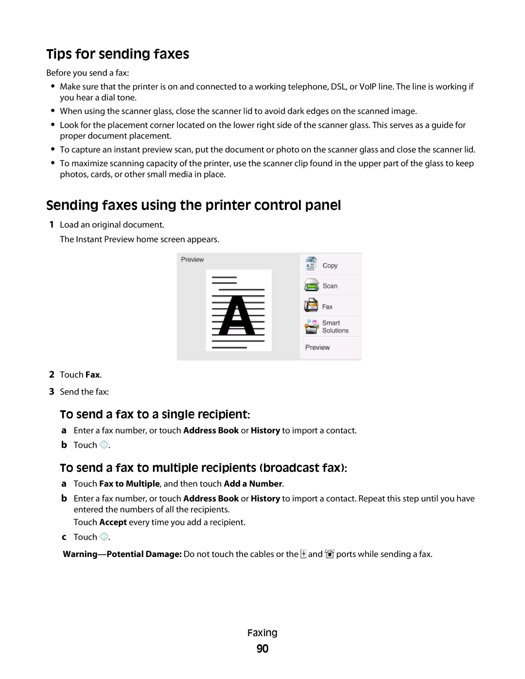 Lexmark S800 Tips for sending faxes, Sending faxes using the printer control panel, To send a fax to a single recipient 