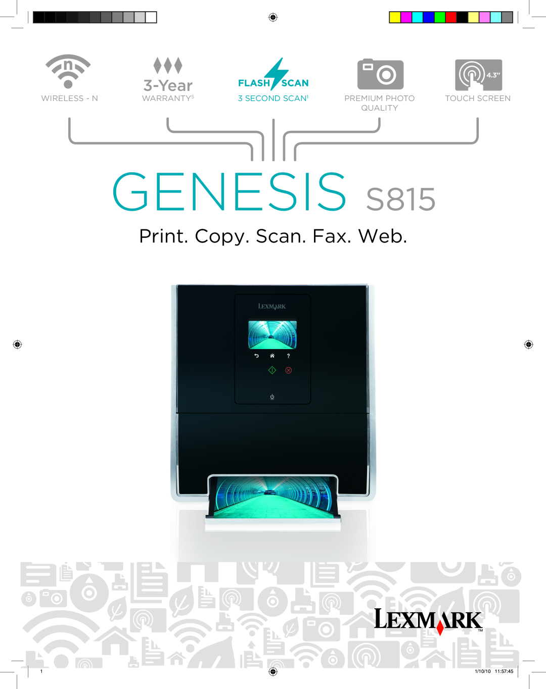 Lexmark warranty GENESIS S815, Print. Copy. Scan. Fax. Web, Year, Wireless - N, WARRANTY5, SECOND SCAN1, Premium Photo 
