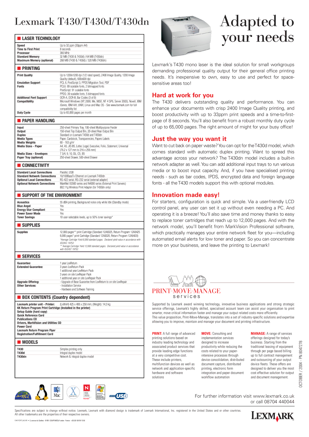 Lexmark T430 manual Hard at work for you, Just the way you want it, Innovation made easy 