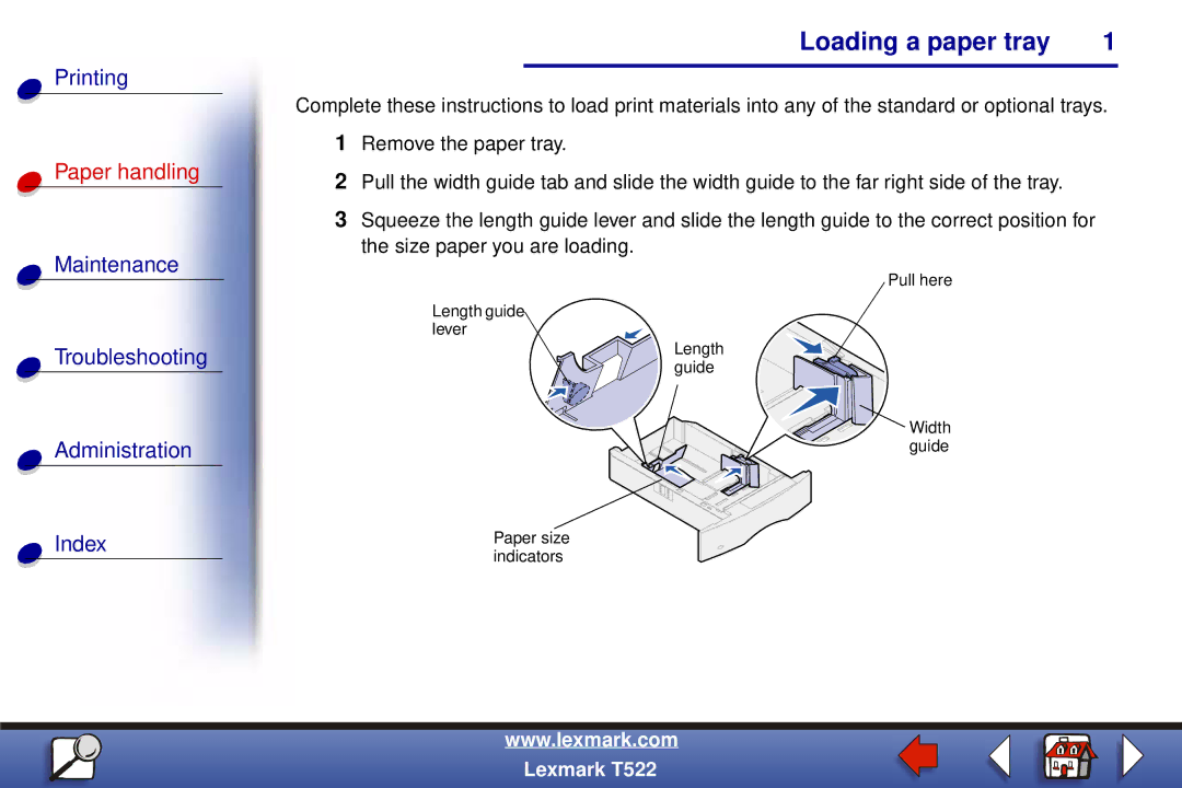 Lexmark T522 manual Loading a paper tray 