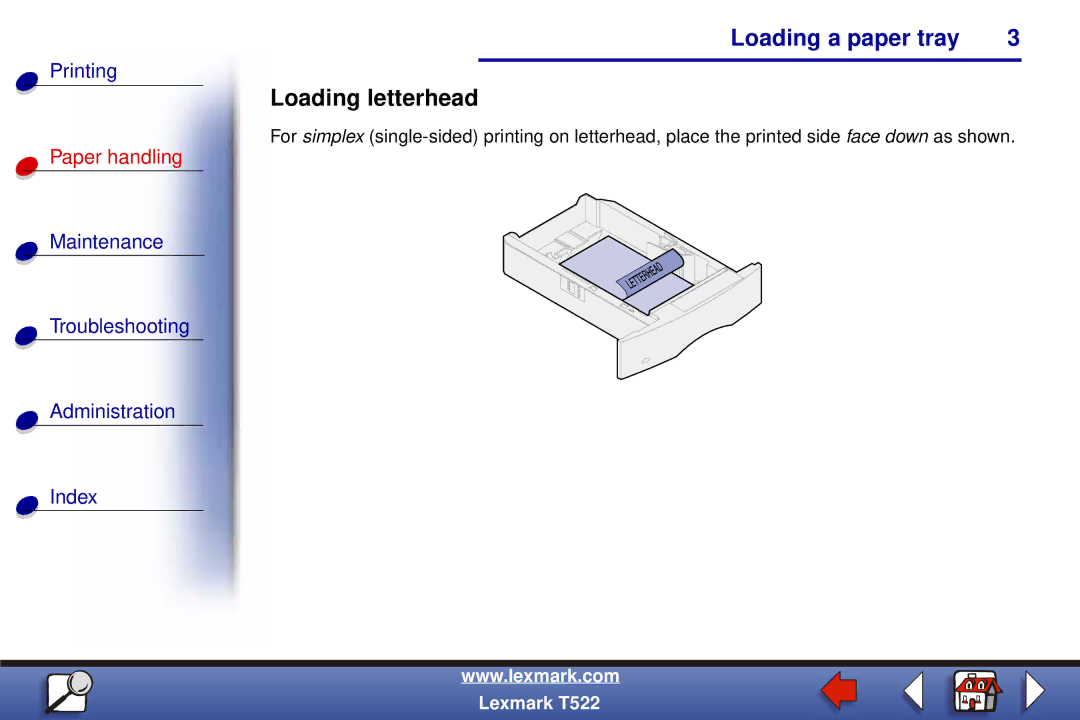 Lexmark T522 manual Loading letterhead 