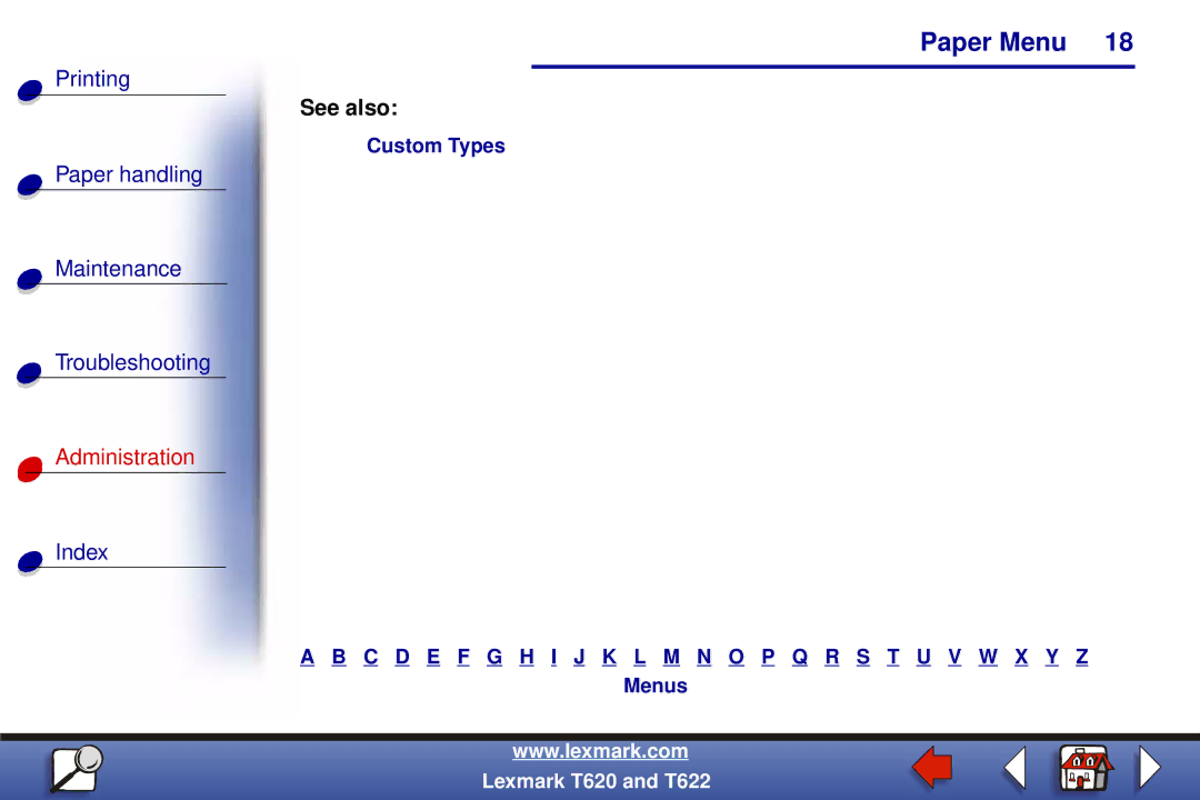 Lexmark T620, T622 manual Paper handling Maintenance Troubleshooting 