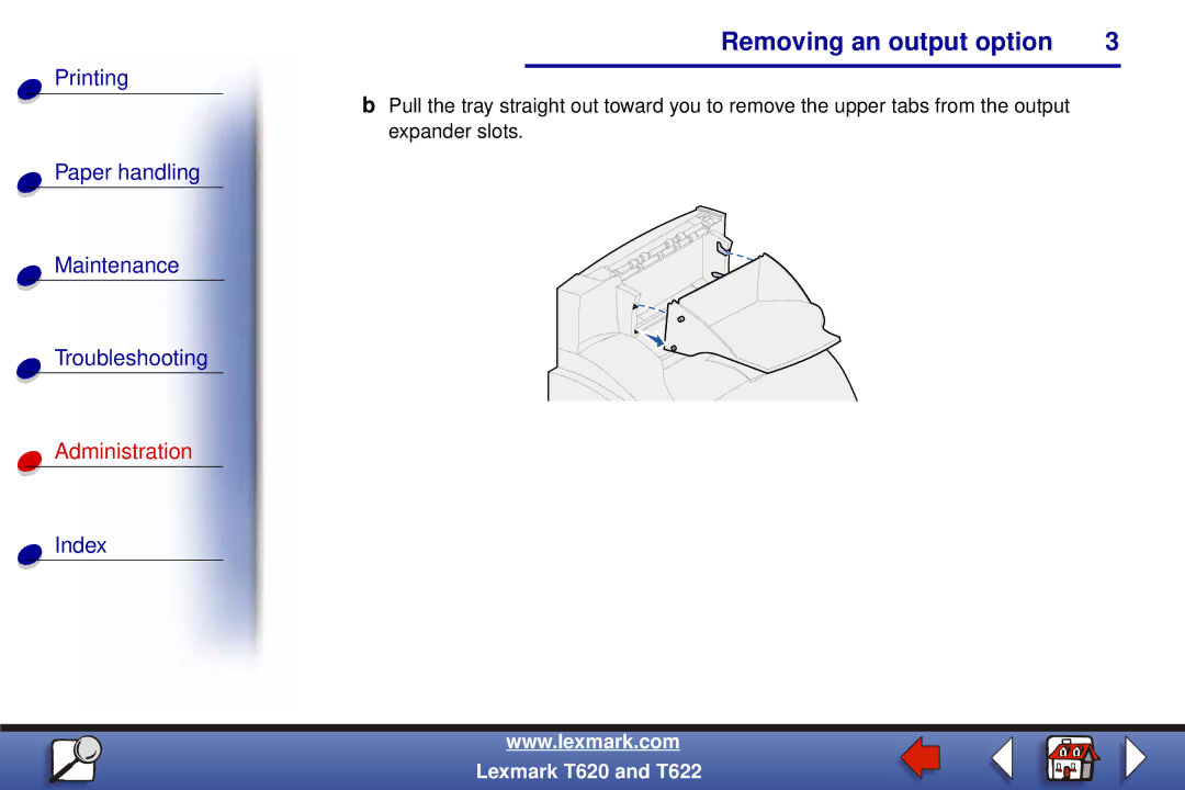 Lexmark T622, T620 setup guide Printing, Paper handling Maintenance Troubleshooting 