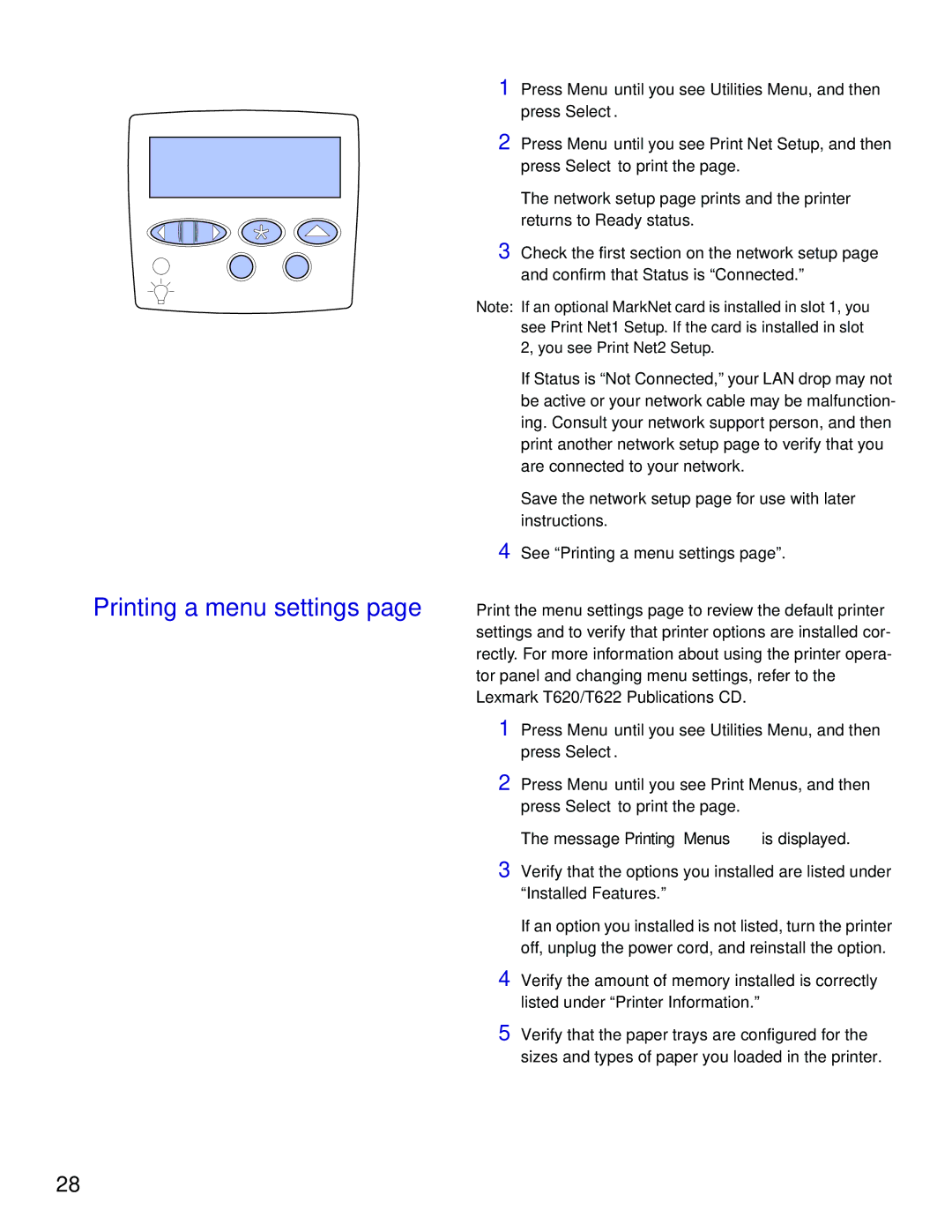 Lexmark T620, T622 setup guide 