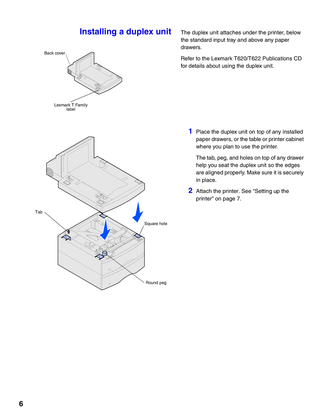 Lexmark T620, T622 setup guide Back cover 