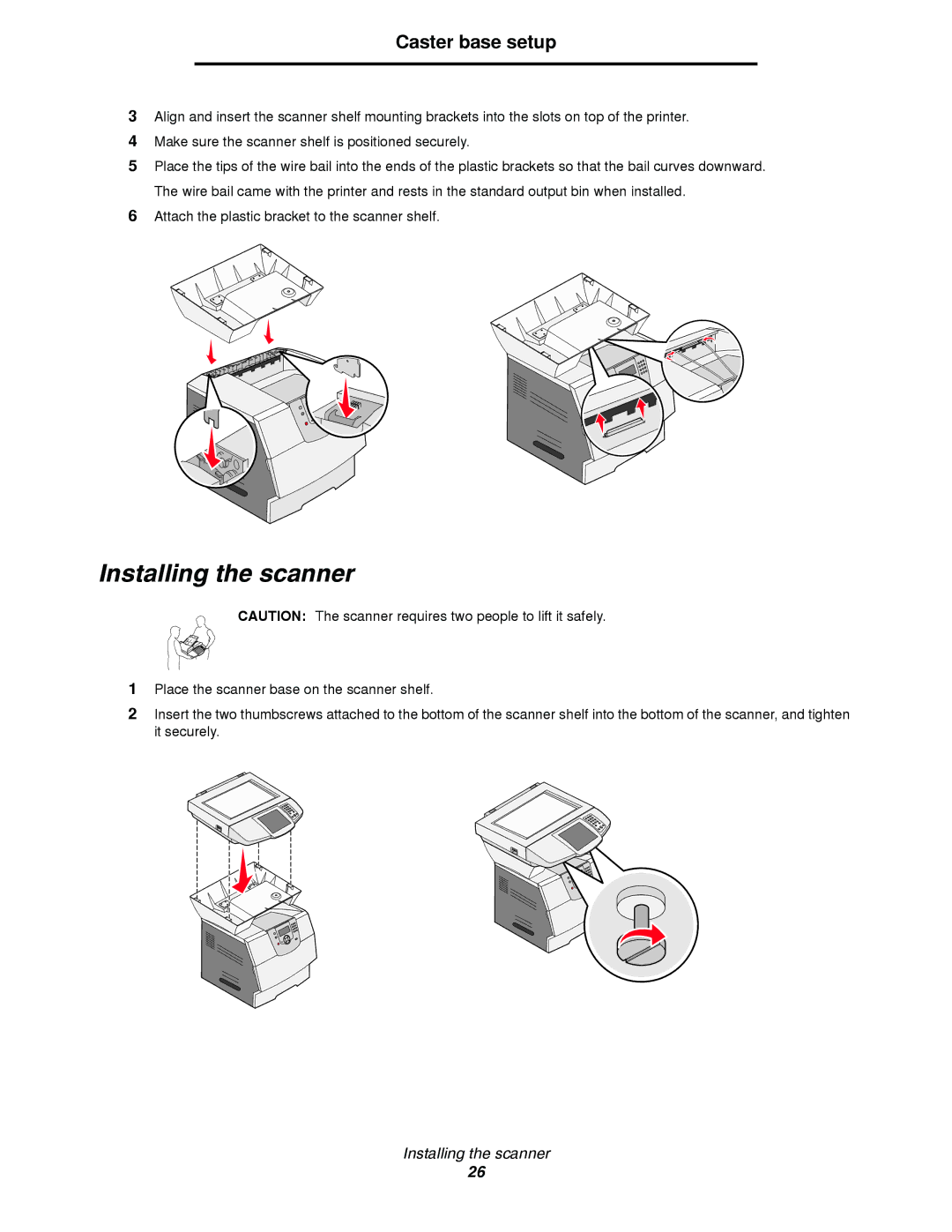 Lexmark T64X setup guide Installing the scanner 