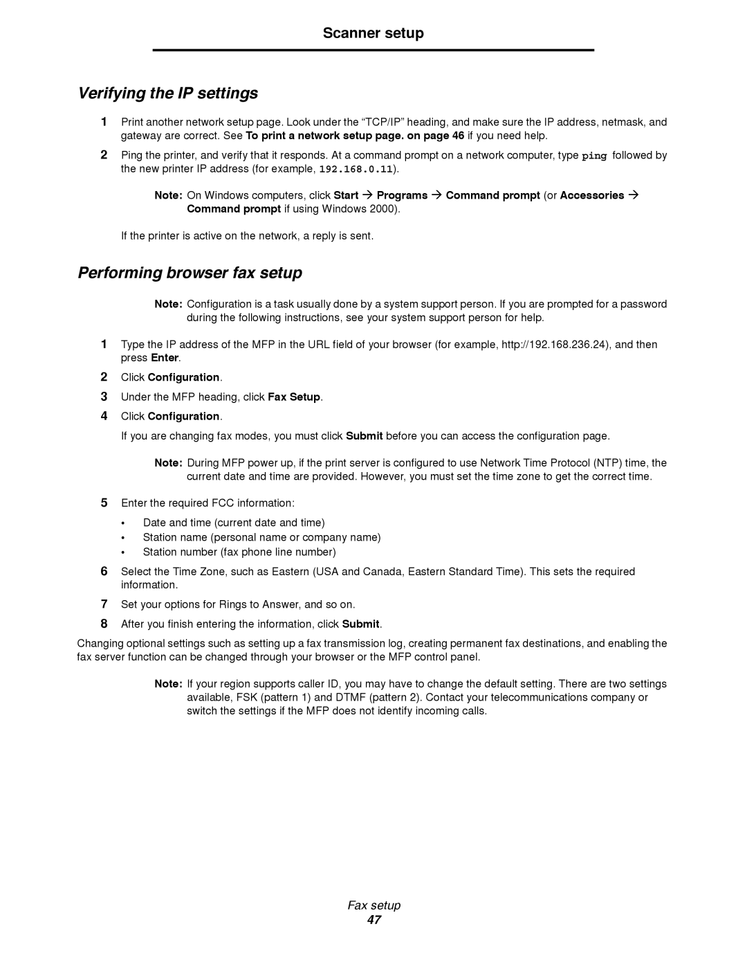 Lexmark T64X setup guide Verifying the IP settings 