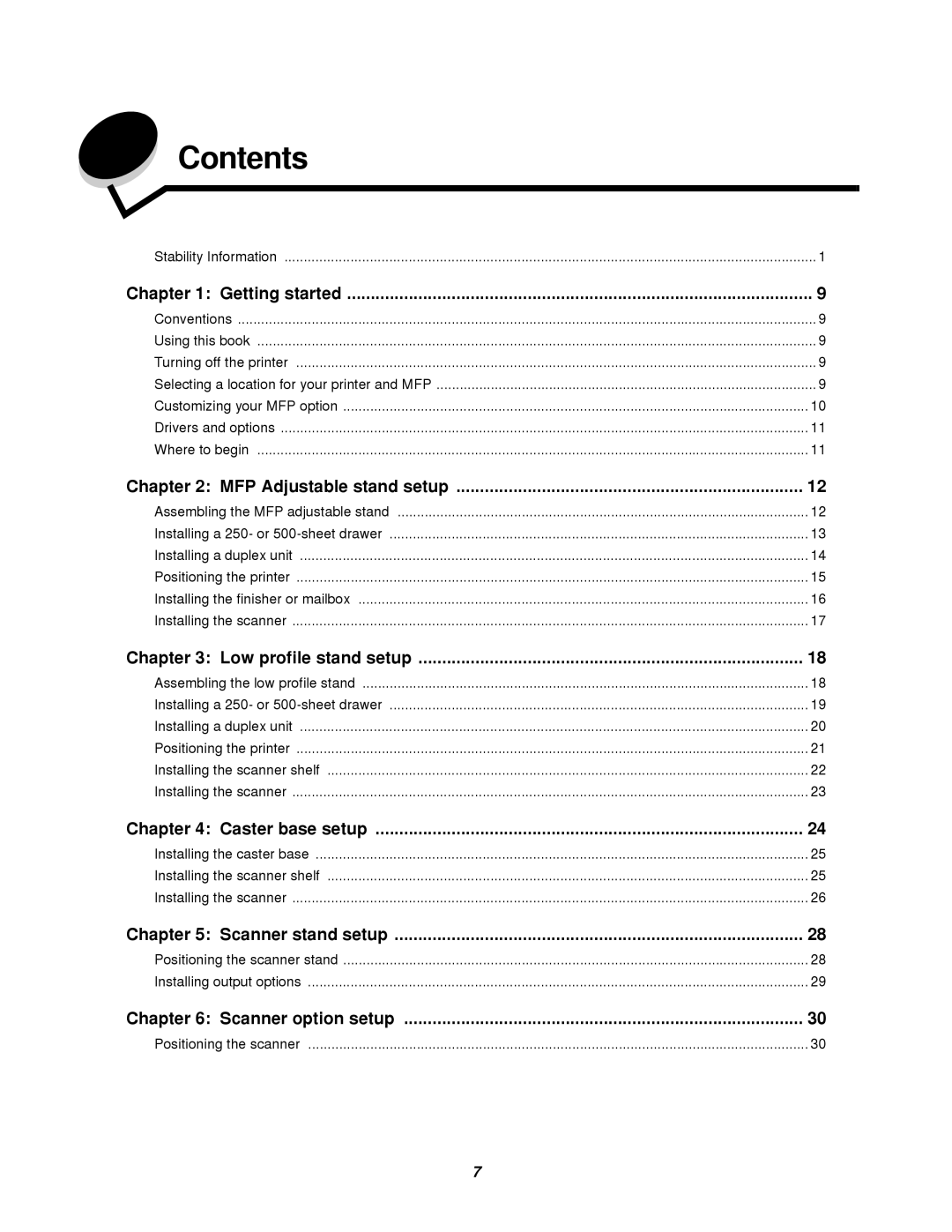 Lexmark T64X setup guide Contents 