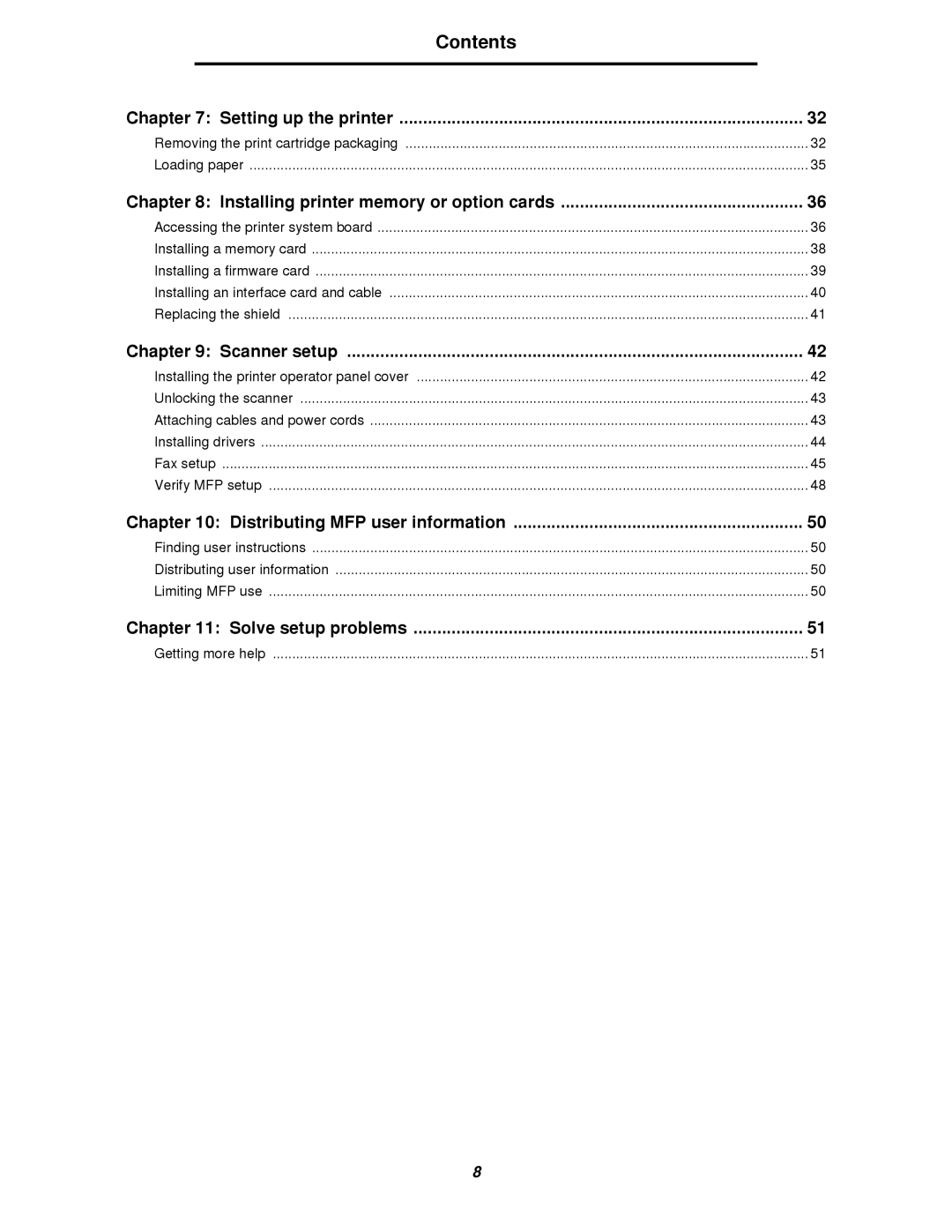 Lexmark T64X setup guide Contents 