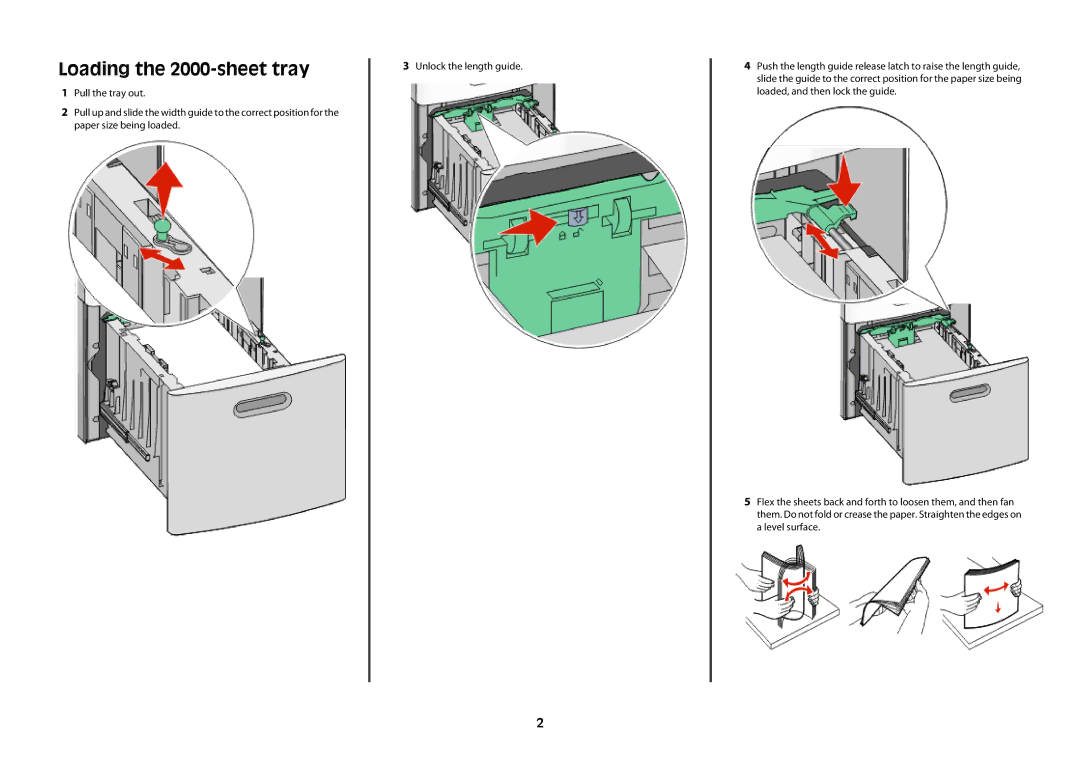 Lexmark T65X manual Loading the 2000-sheet tray 