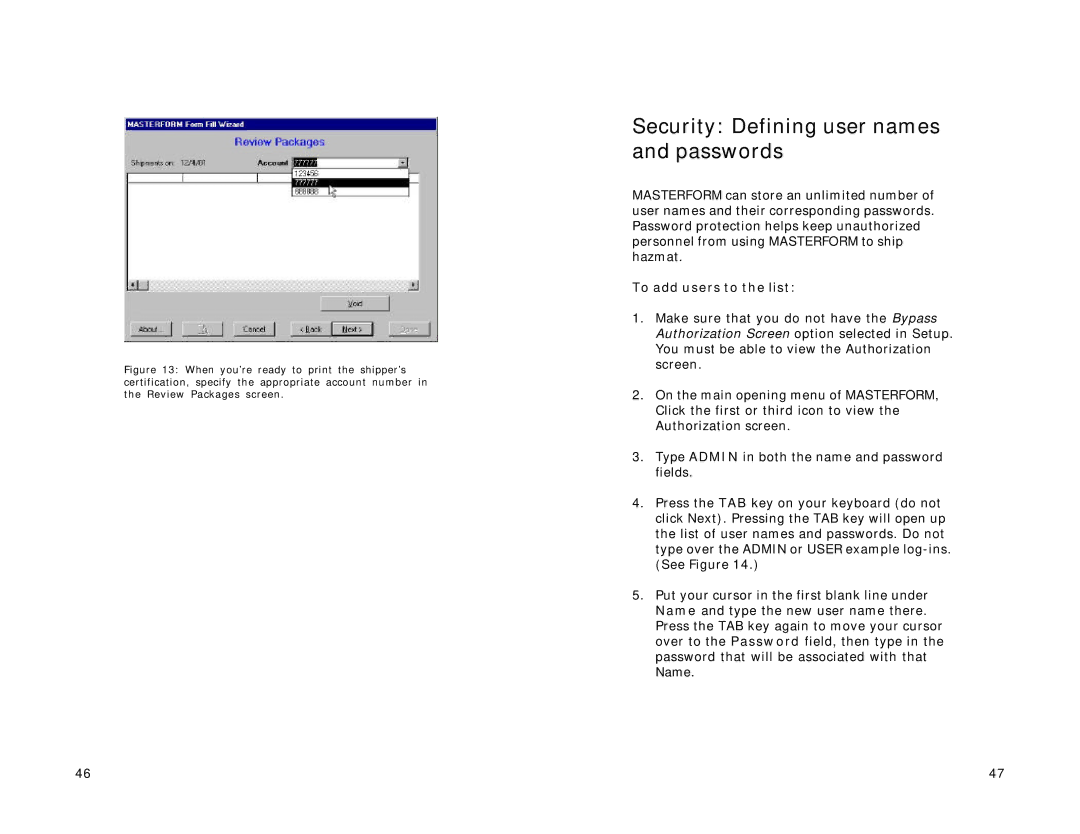 Lexmark Version 3.0 manual Security Defining user names and passwords, To add users to the list 