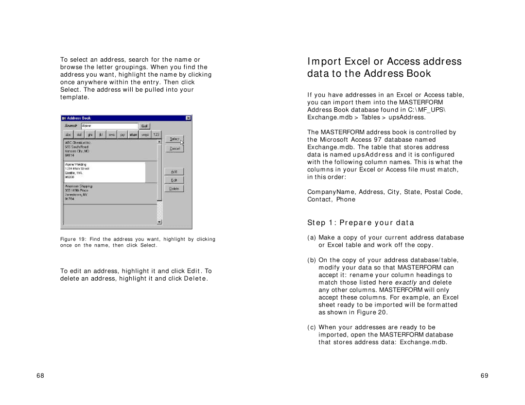 Lexmark Version 3.0 manual Import Excel or Access address data to the Address Book, Prepare your data 