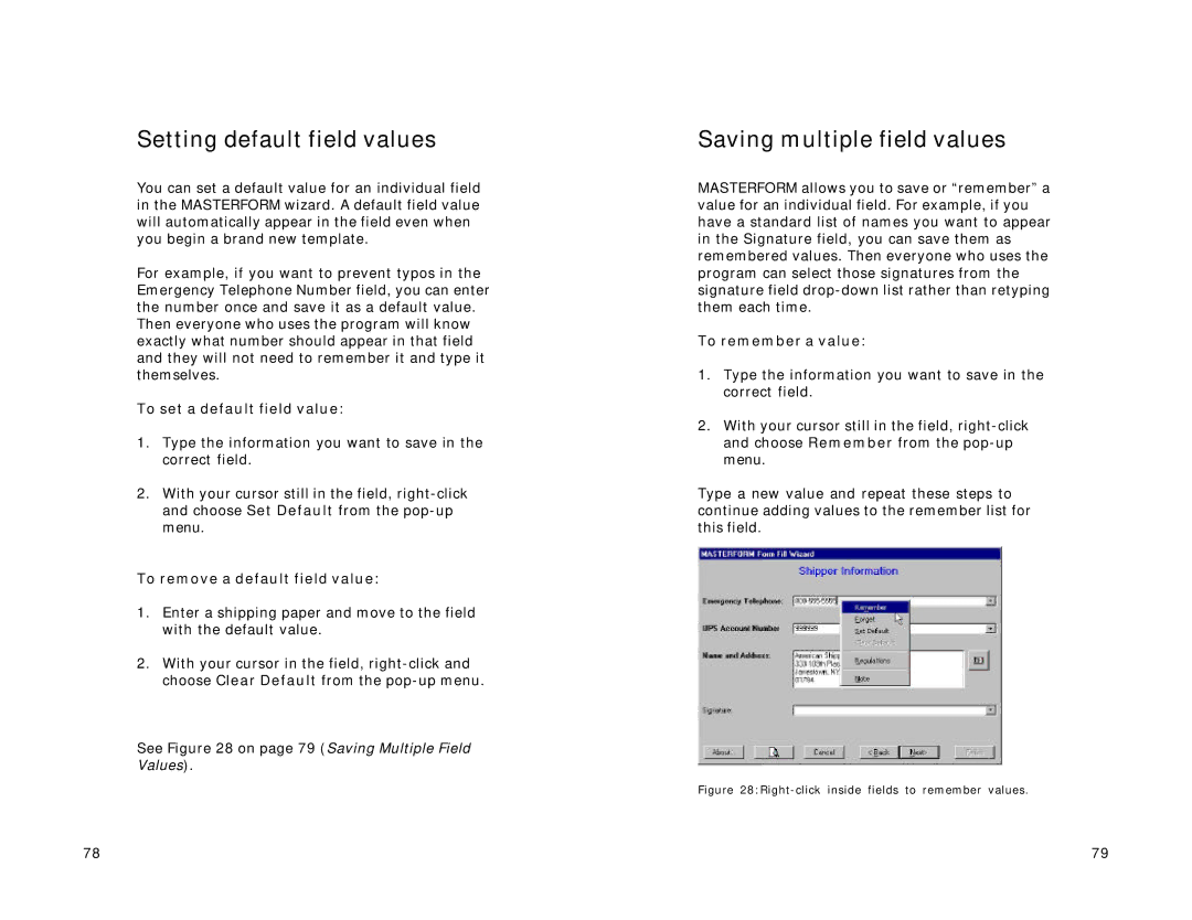 Lexmark Version 3.0 manual Setting default field values, Saving multiple field values, To set a default field value 