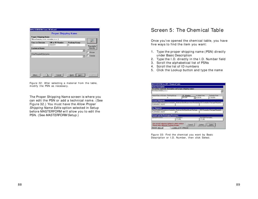 Lexmark Version 3.0 manual Screen 5 The Chemical Table 