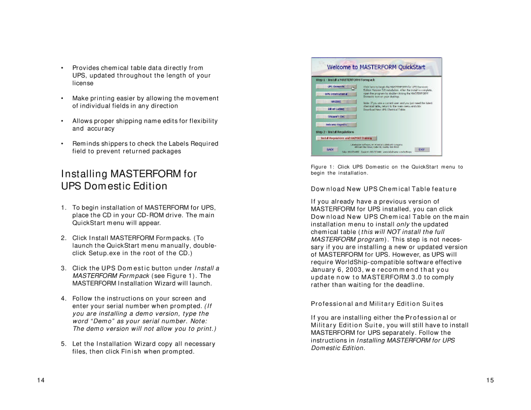 Lexmark Version 3.0 manual Installing Masterform for UPS Domestic Edition, Download New UPS Chemical Table feature 