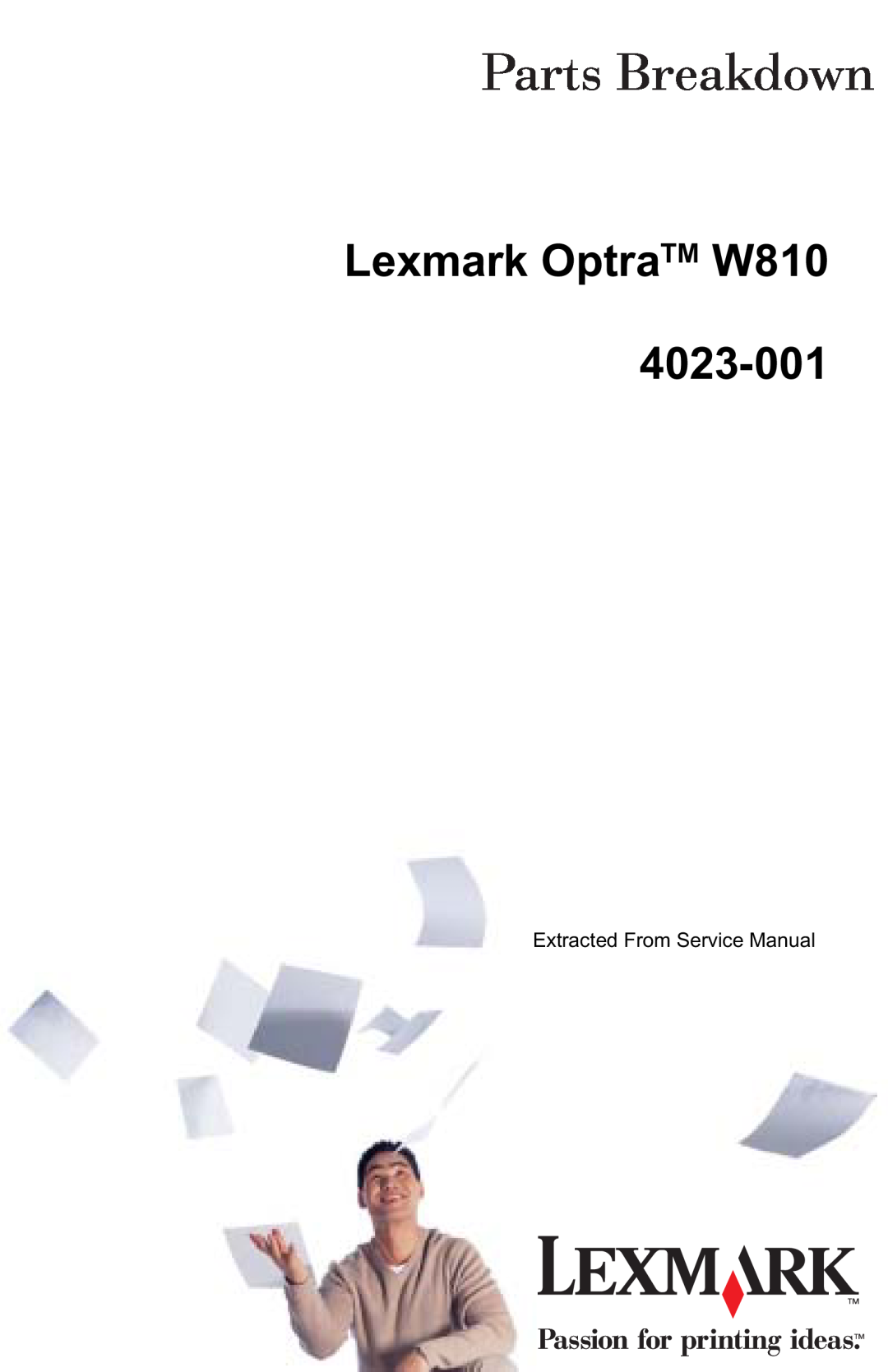 Lexmark service manual Lexmark OptraTM W810 4023-001, Extracted From Service Manual 