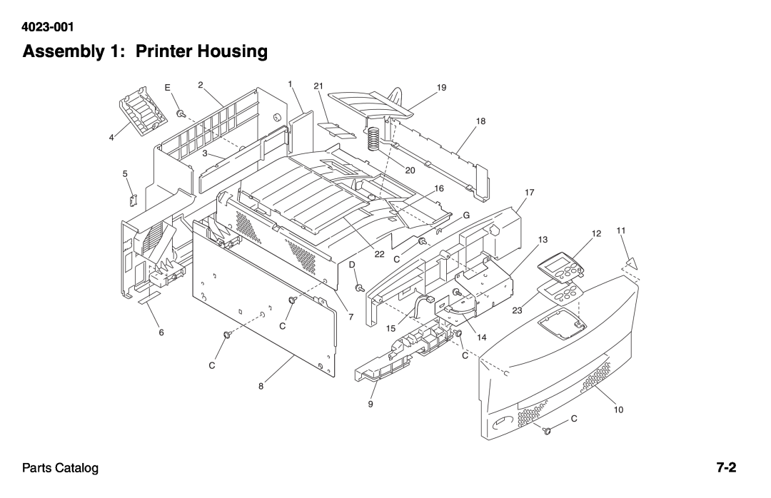 Lexmark W810 service manual Assembly 1: Printer Housing, 4023-001, Parts Catalog 