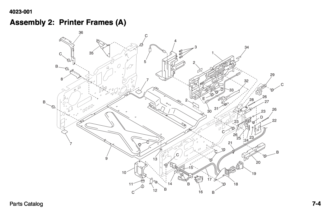 Lexmark W810 service manual Assembly 2: Printer Frames A, 4023-001, Parts Catalog 