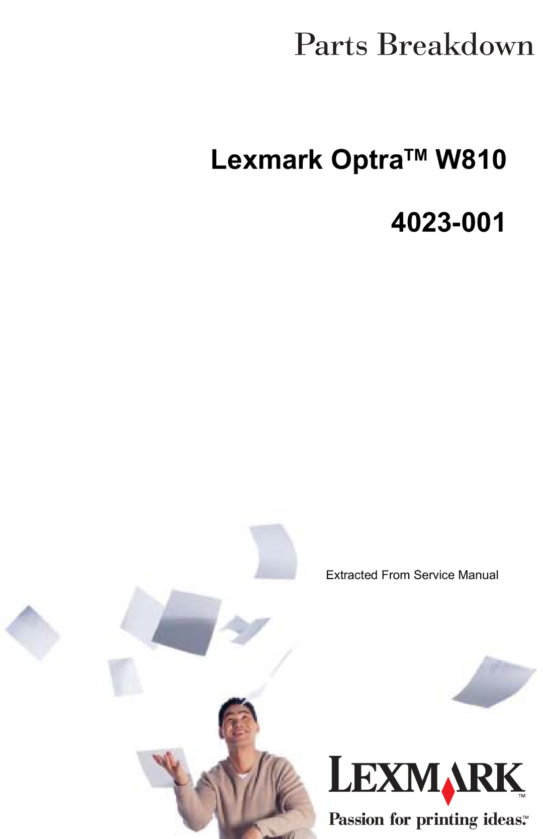 Lexmark service manual Lexmark OptraTM W810 4023-001 