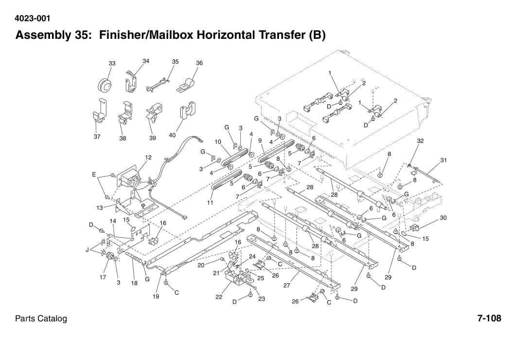 Lexmark W810 service manual Assembly 35 Finisher/Mailbox Horizontal Transfer B 