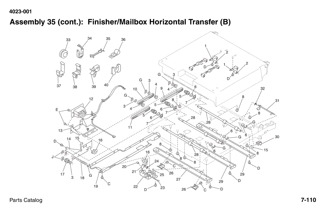 Lexmark W810 service manual Assembly 35 cont. Finisher/Mailbox Horizontal Transfer B 