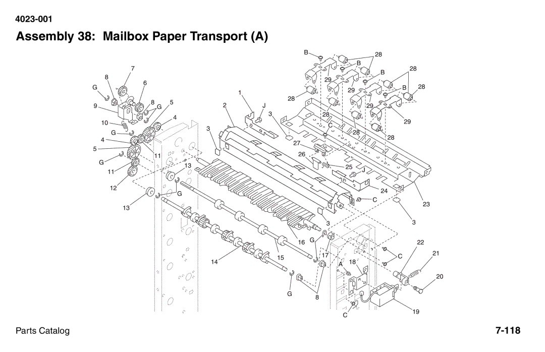 Lexmark W810 service manual Assembly 38 Mailbox Paper Transport a 