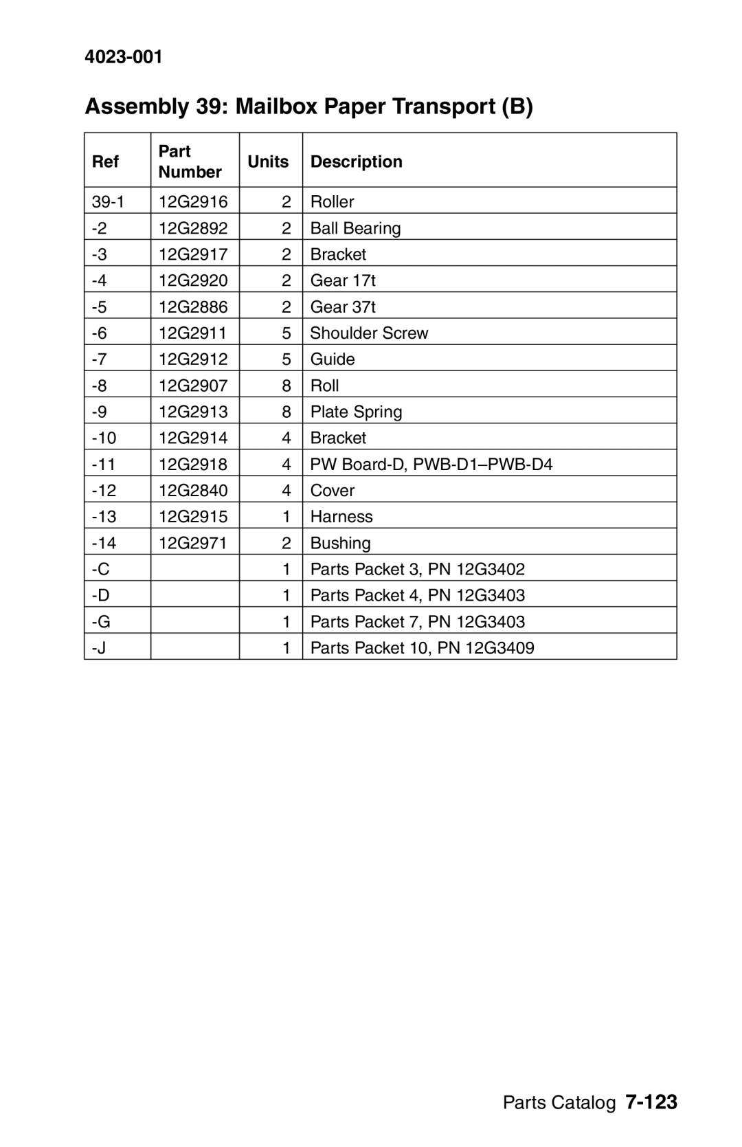 Lexmark W810 service manual Assembly 39 Mailbox Paper Transport B 