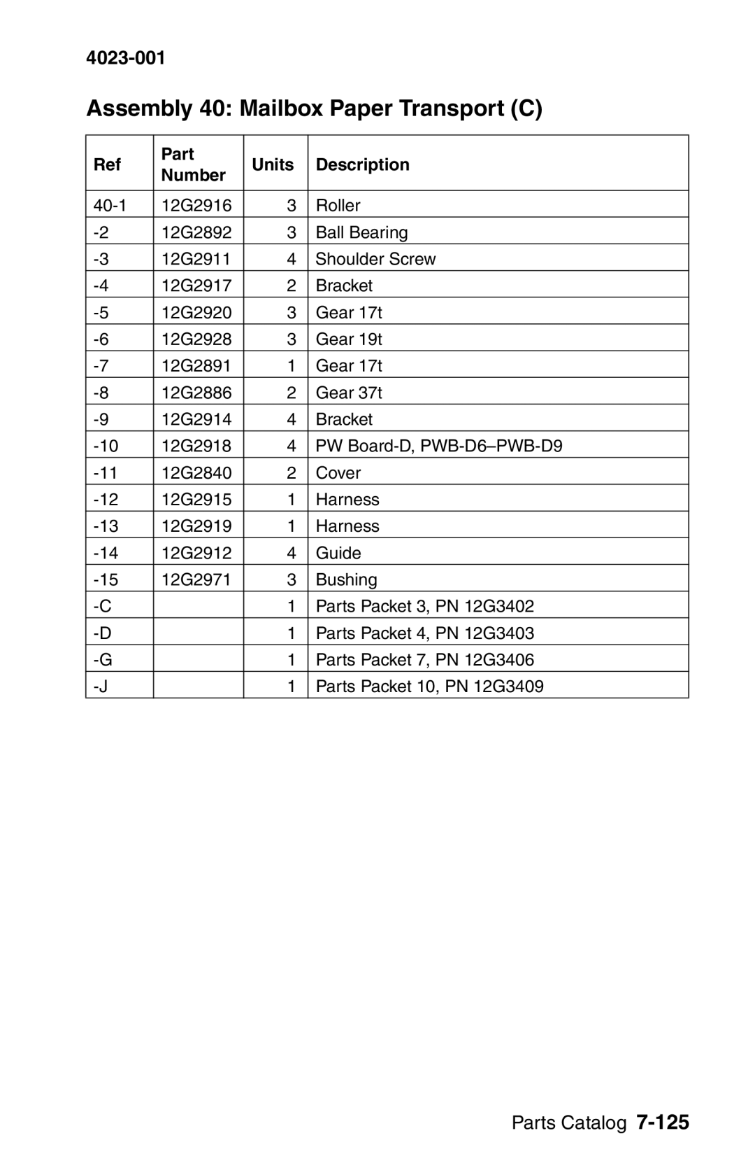 Lexmark W810 service manual Assembly 40 Mailbox Paper Transport C 