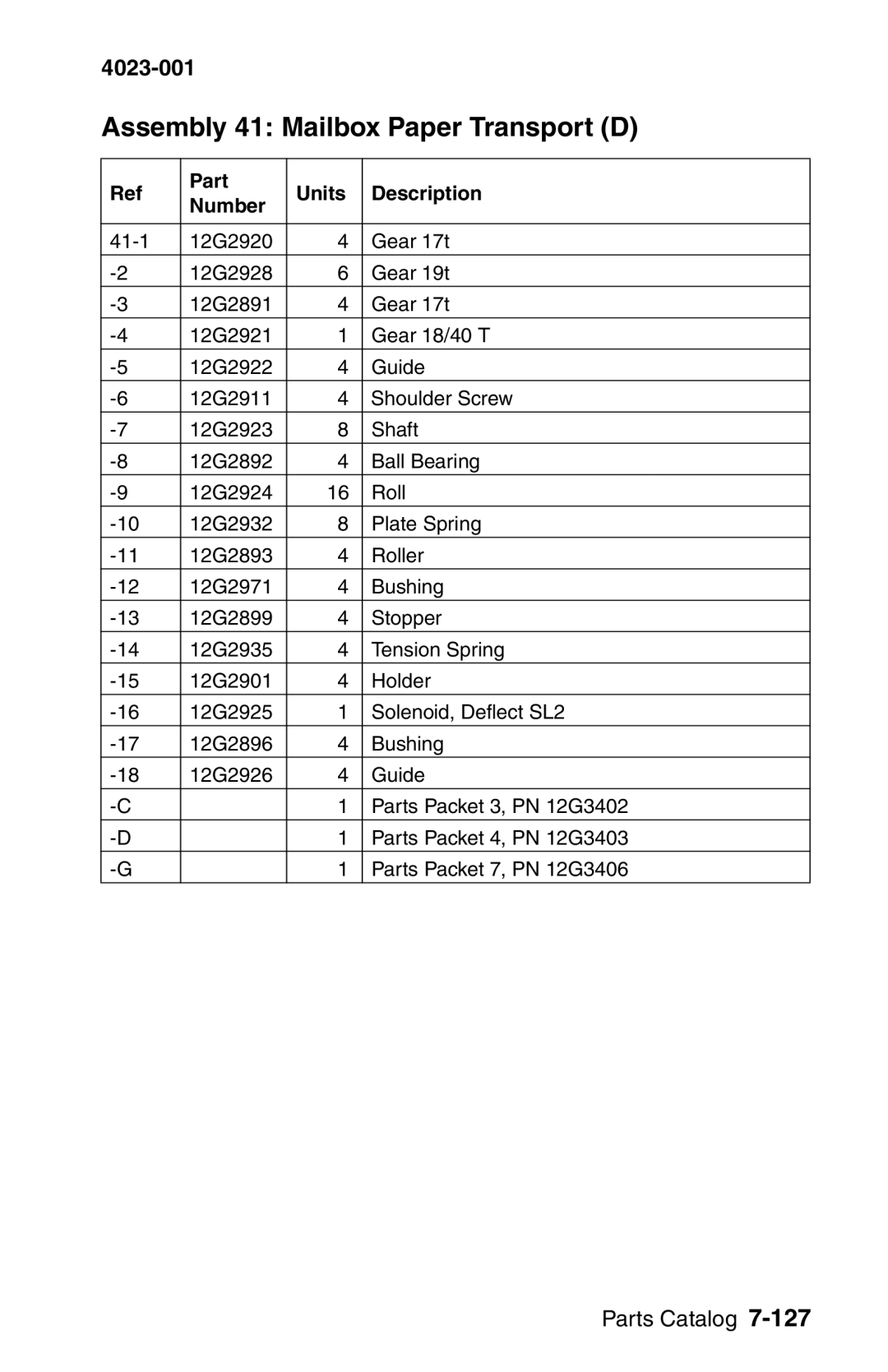 Lexmark W810 service manual Assembly 41 Mailbox Paper Transport D 