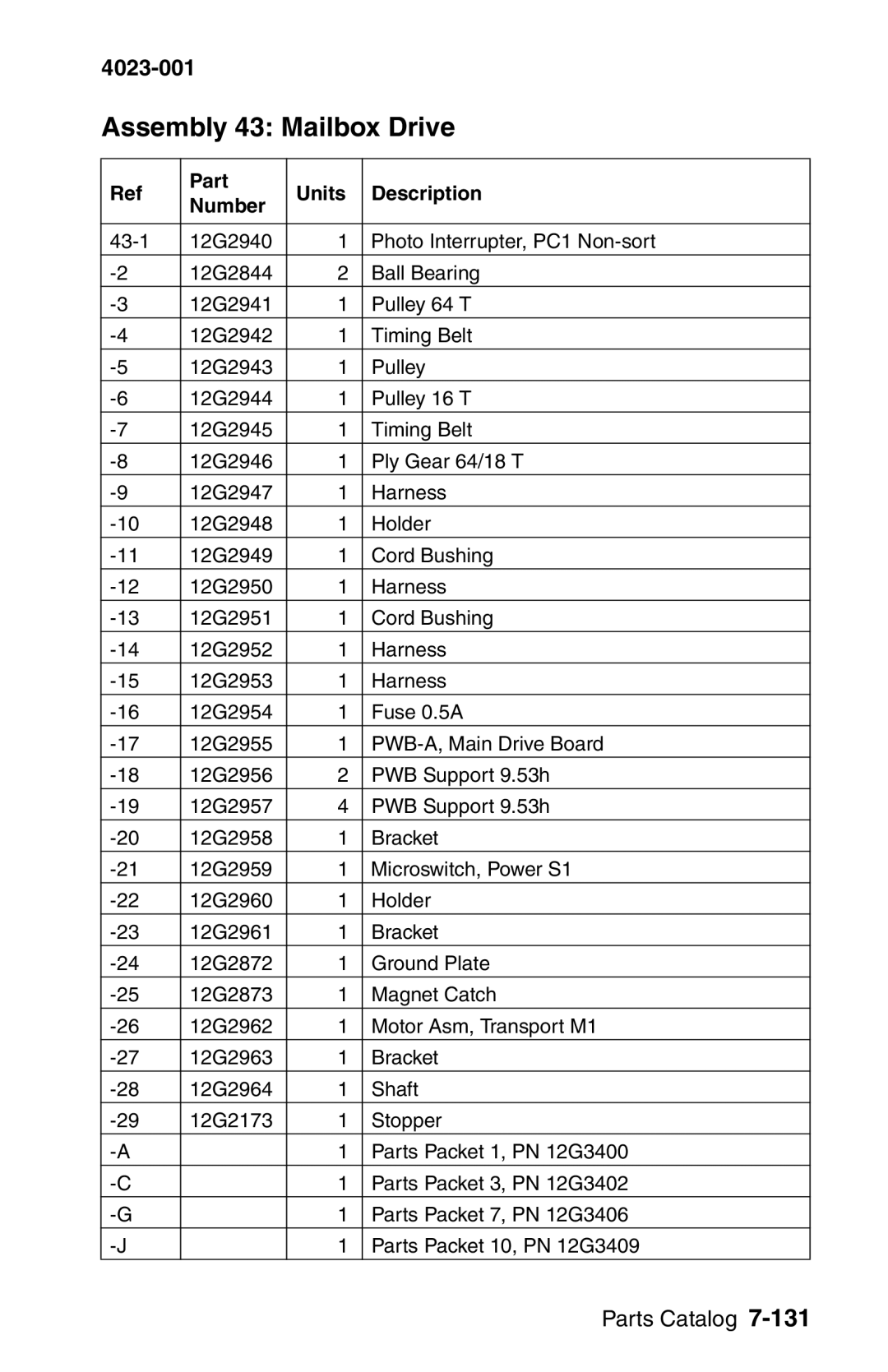 Lexmark W810 service manual Assembly 43 Mailbox Drive 