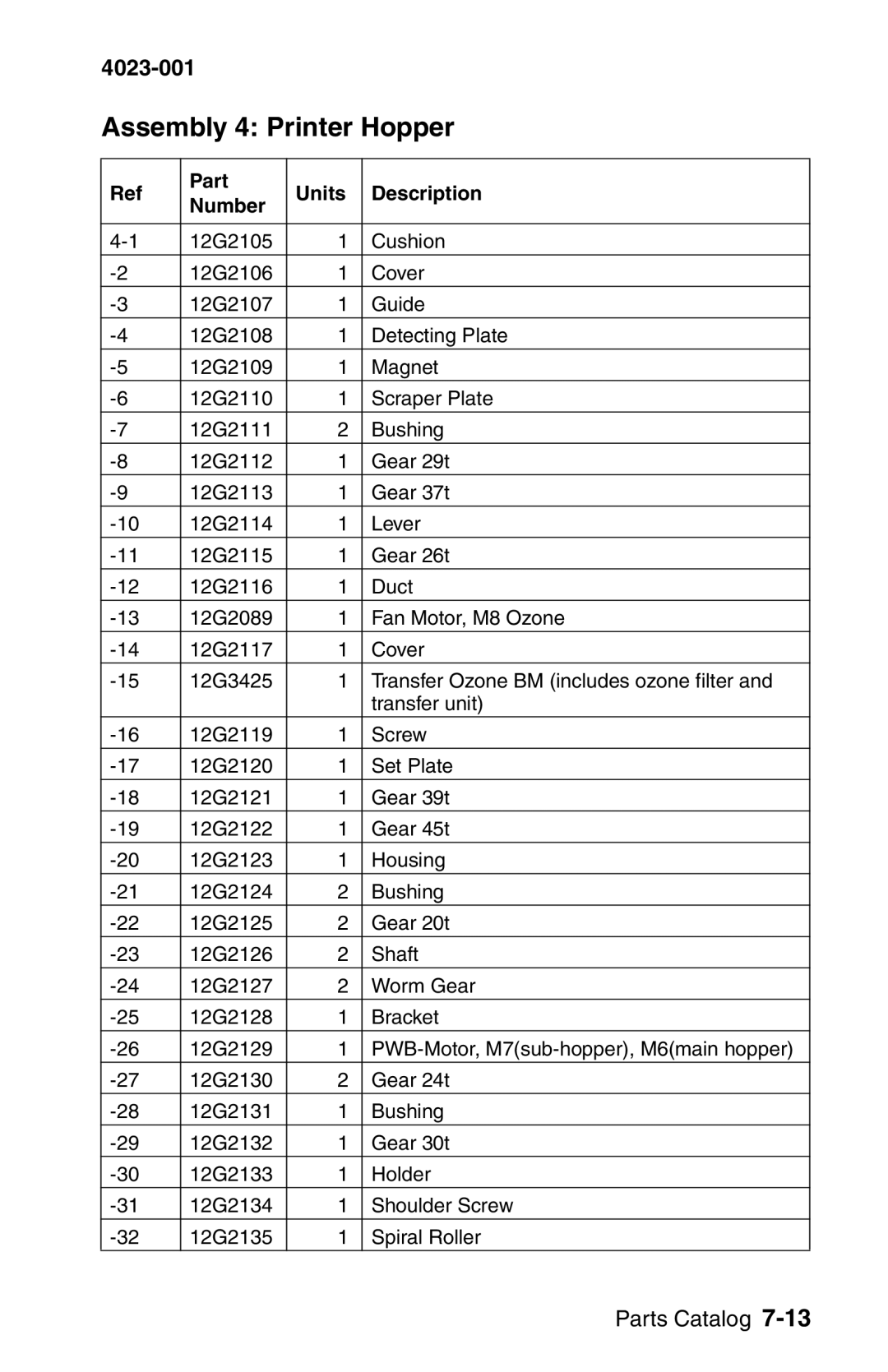 Lexmark W810 service manual Assembly 4 Printer Hopper 