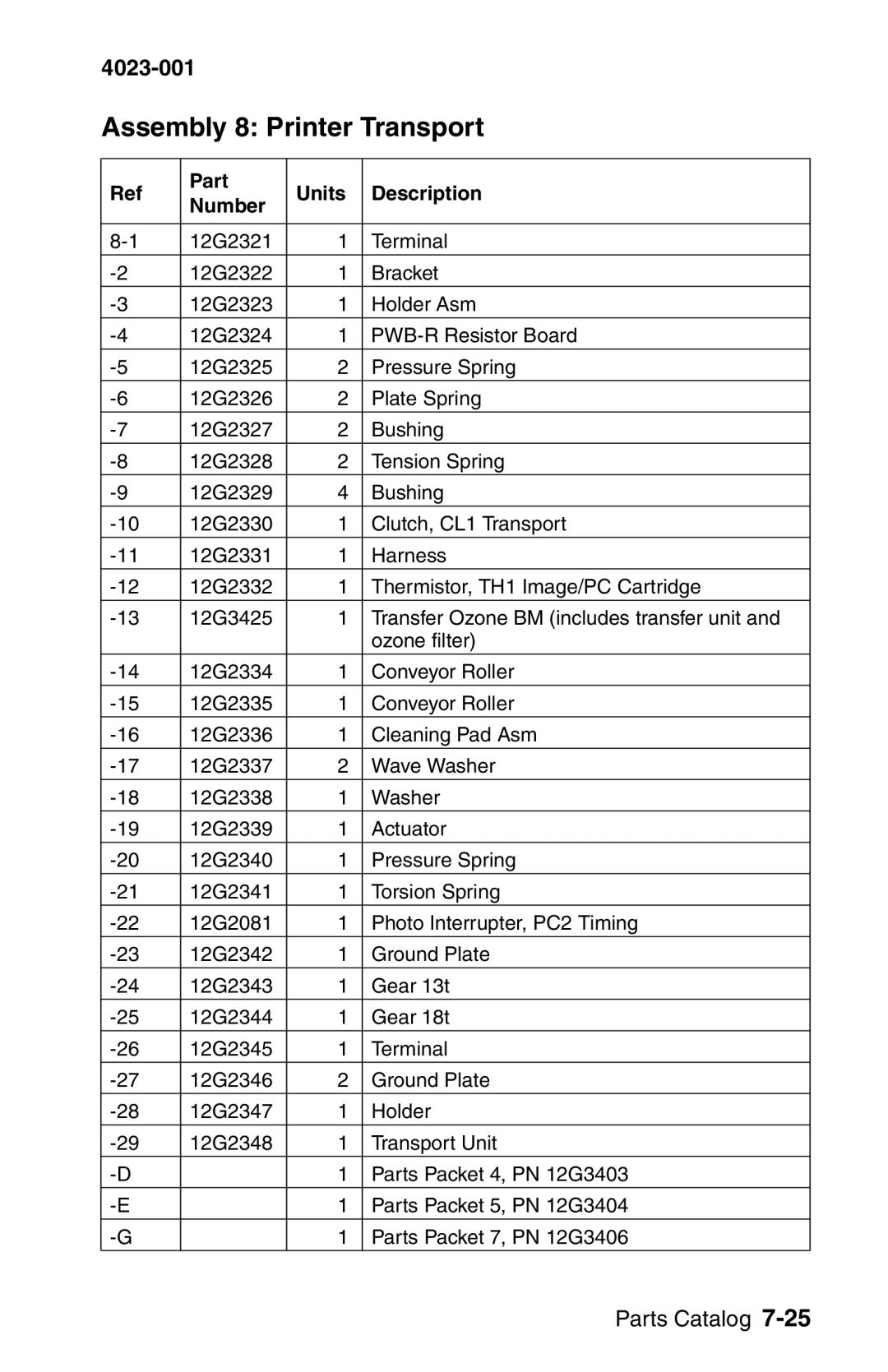 Lexmark W810 service manual Assembly 8 Printer Transport 