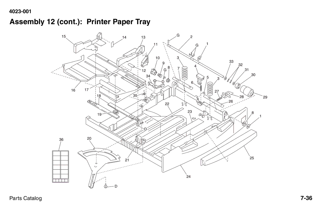 Lexmark W810 service manual Assembly 12 cont. Printer Paper Tray 