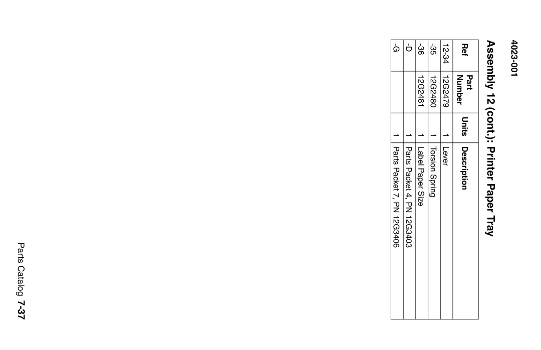 Lexmark W810 service manual Assembly 12 cont. Printer Paper Tray 