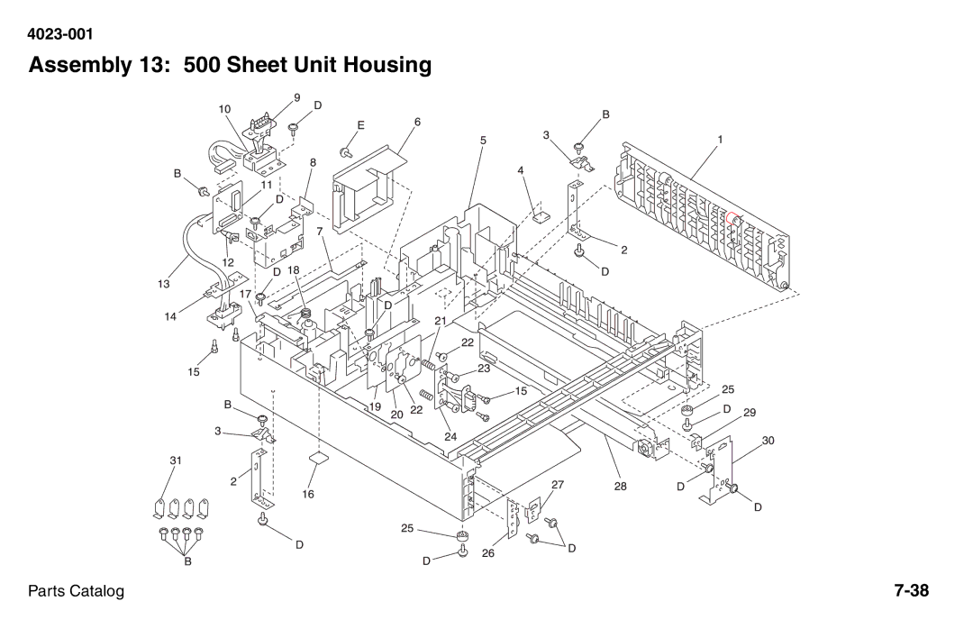 Lexmark W810 service manual Assembly 13 500 Sheet Unit Housing 