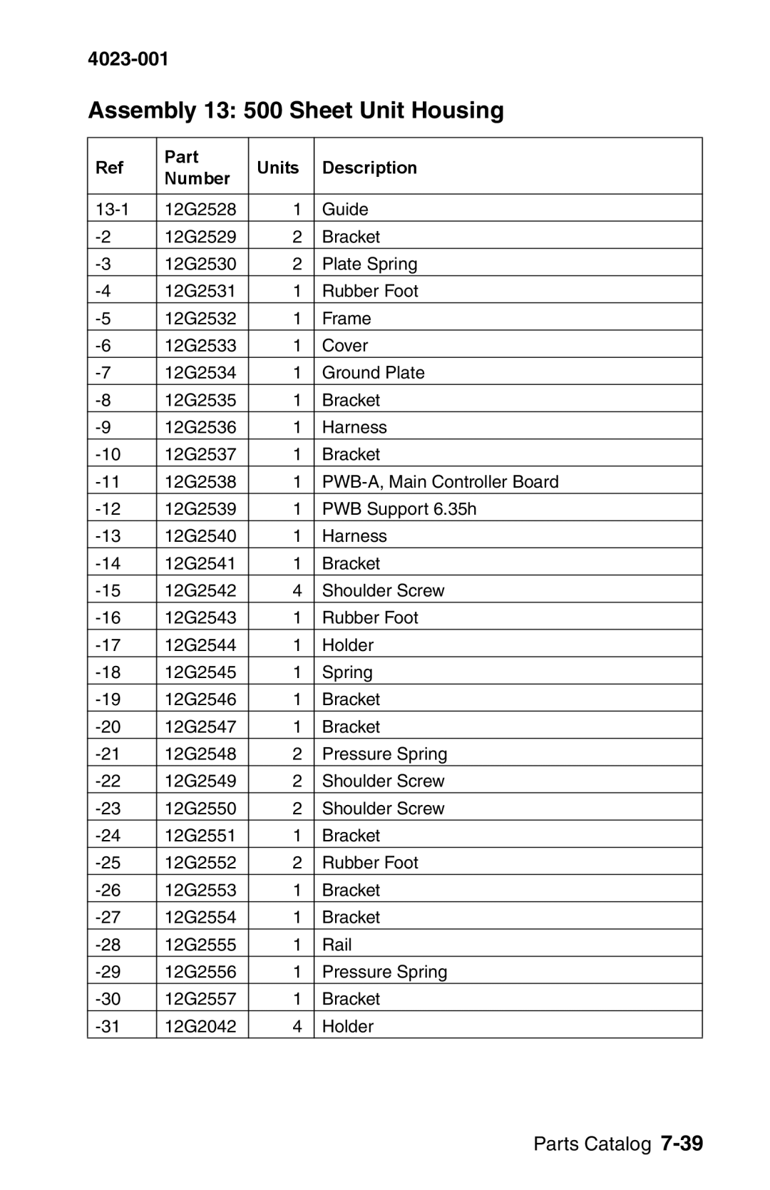 Lexmark W810 service manual Assembly 13 500 Sheet Unit Housing, RHf PDrt UnitV DHVFriptiRn 1uPbHr 