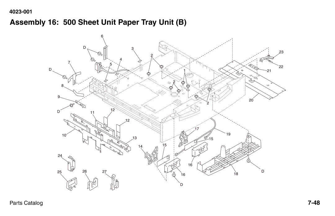 Lexmark W810 service manual Assembly 16 500 Sheet Unit Paper Tray Unit B 