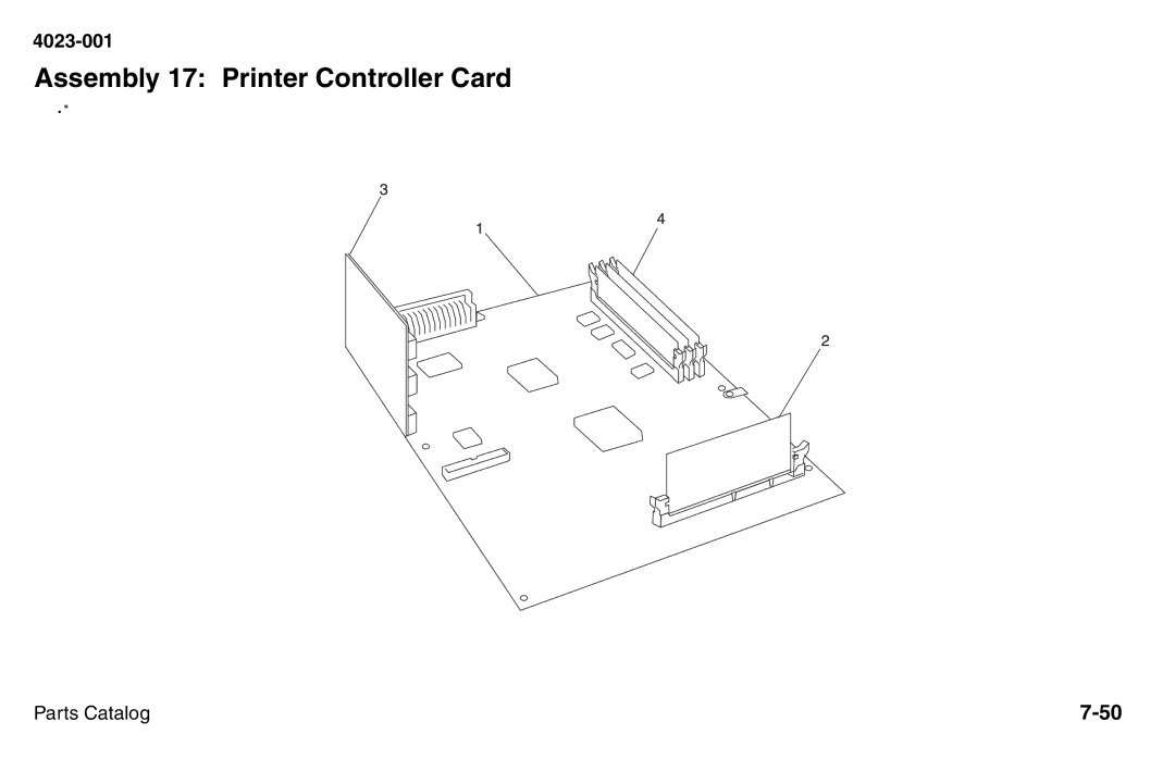 Lexmark W810 service manual Assembly 17 Printer Controller Card 