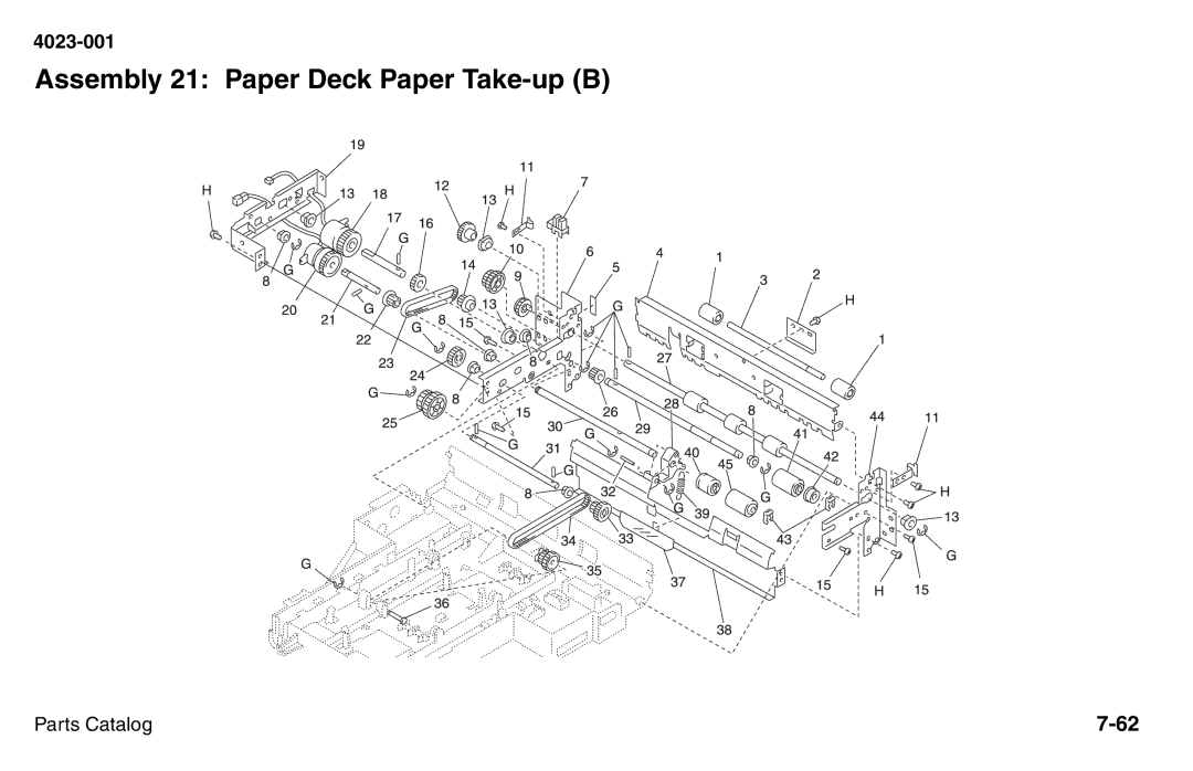 Lexmark W810 service manual Assembly 21 Paper Deck Paper Take-up B 