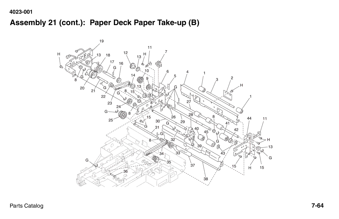 Lexmark W810 service manual Assembly 21 cont. Paper Deck Paper Take-up B 