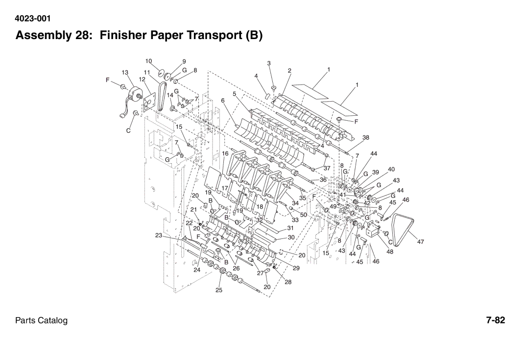 Lexmark W810 service manual Assembly 28 Finisher Paper Transport B 