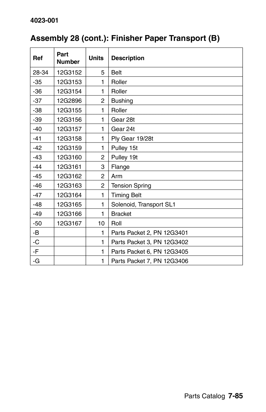 Lexmark W810 service manual Assembly 28 cont. Finisher Paper Transport B 