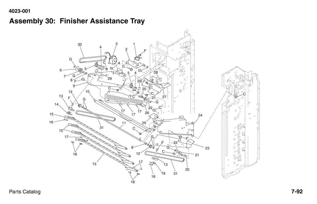 Lexmark W810 service manual Assembly 30 Finisher Assistance Tray 