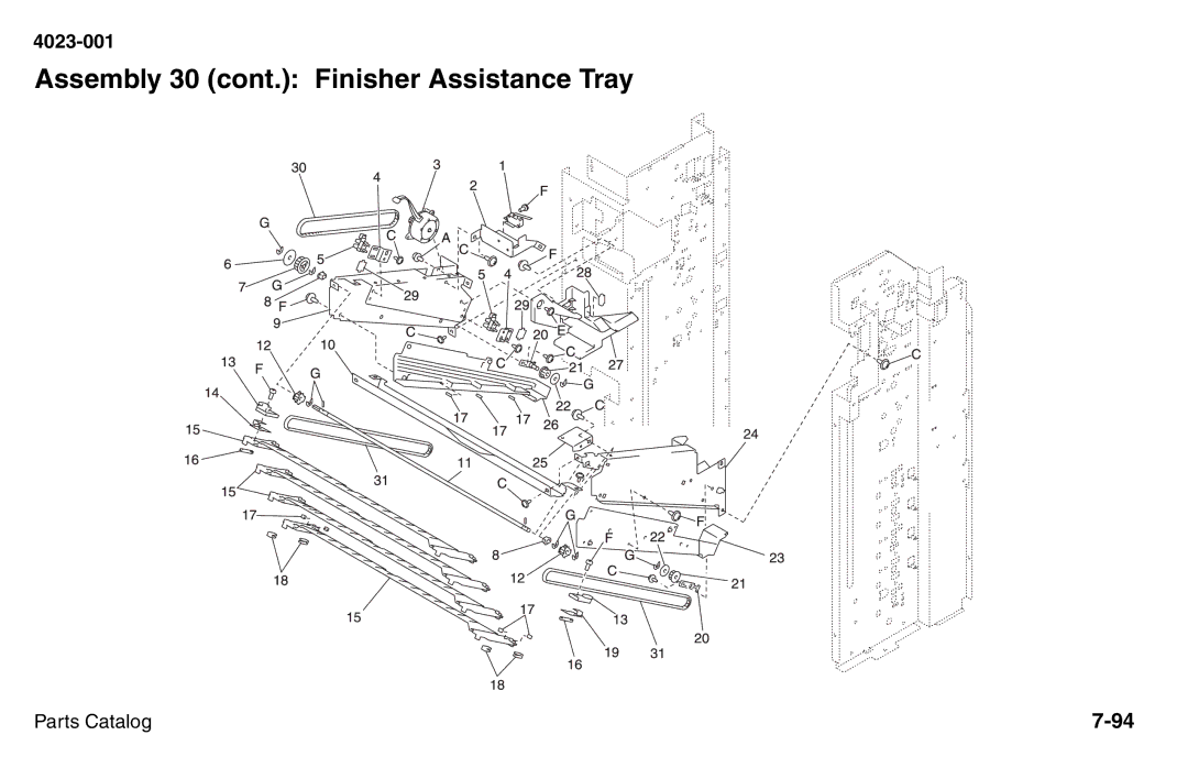 Lexmark W810 service manual Assembly 30 cont. Finisher Assistance Tray 