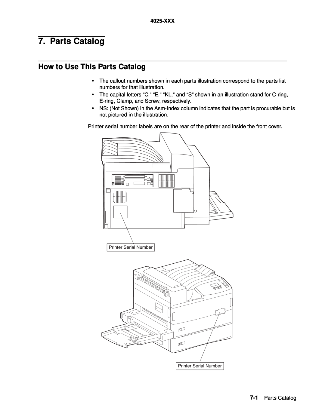 Lexmark W820 service manual How to Use This Parts Catalog, 4025-XXX 