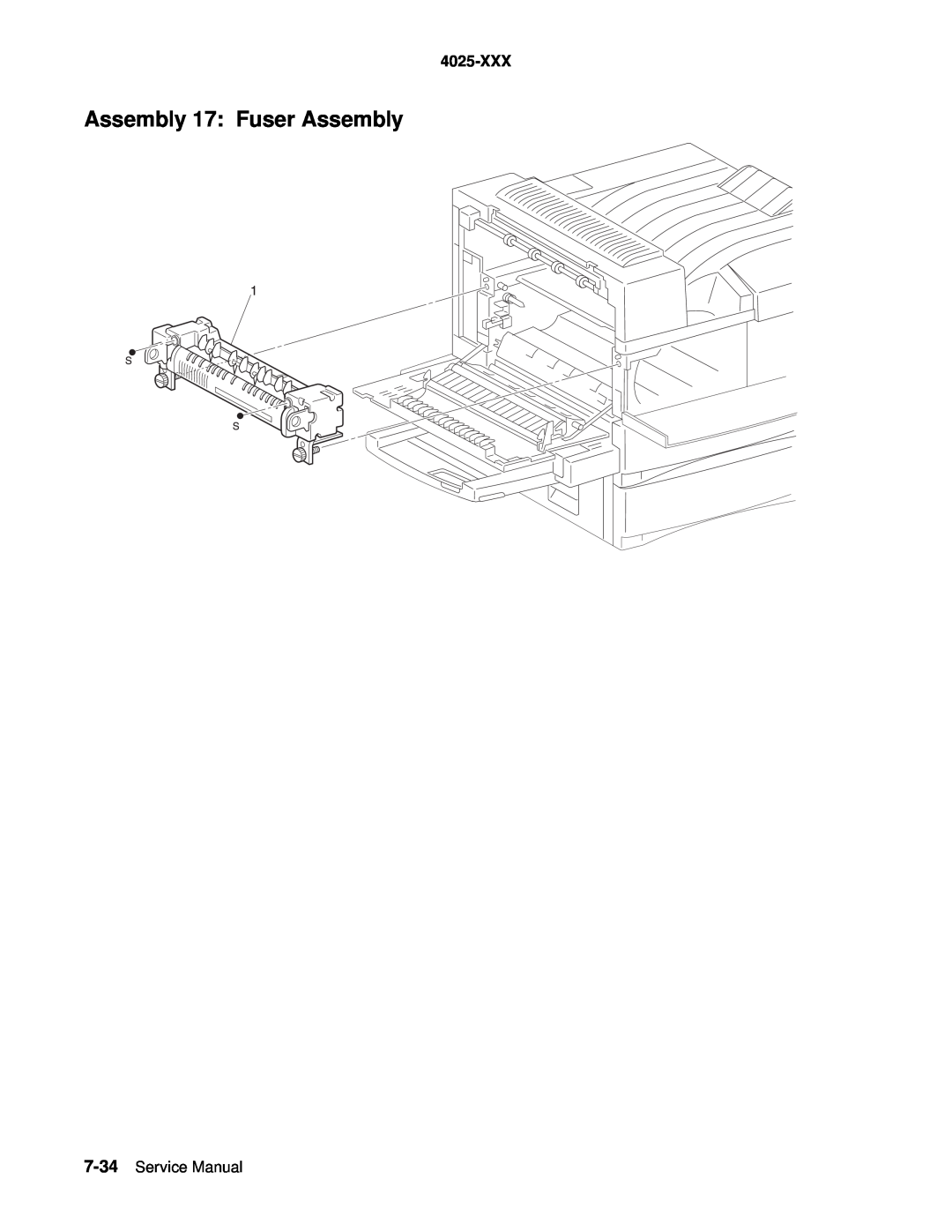 Lexmark W820 service manual Assembly 17 Fuser Assembly, 4025-XXX 